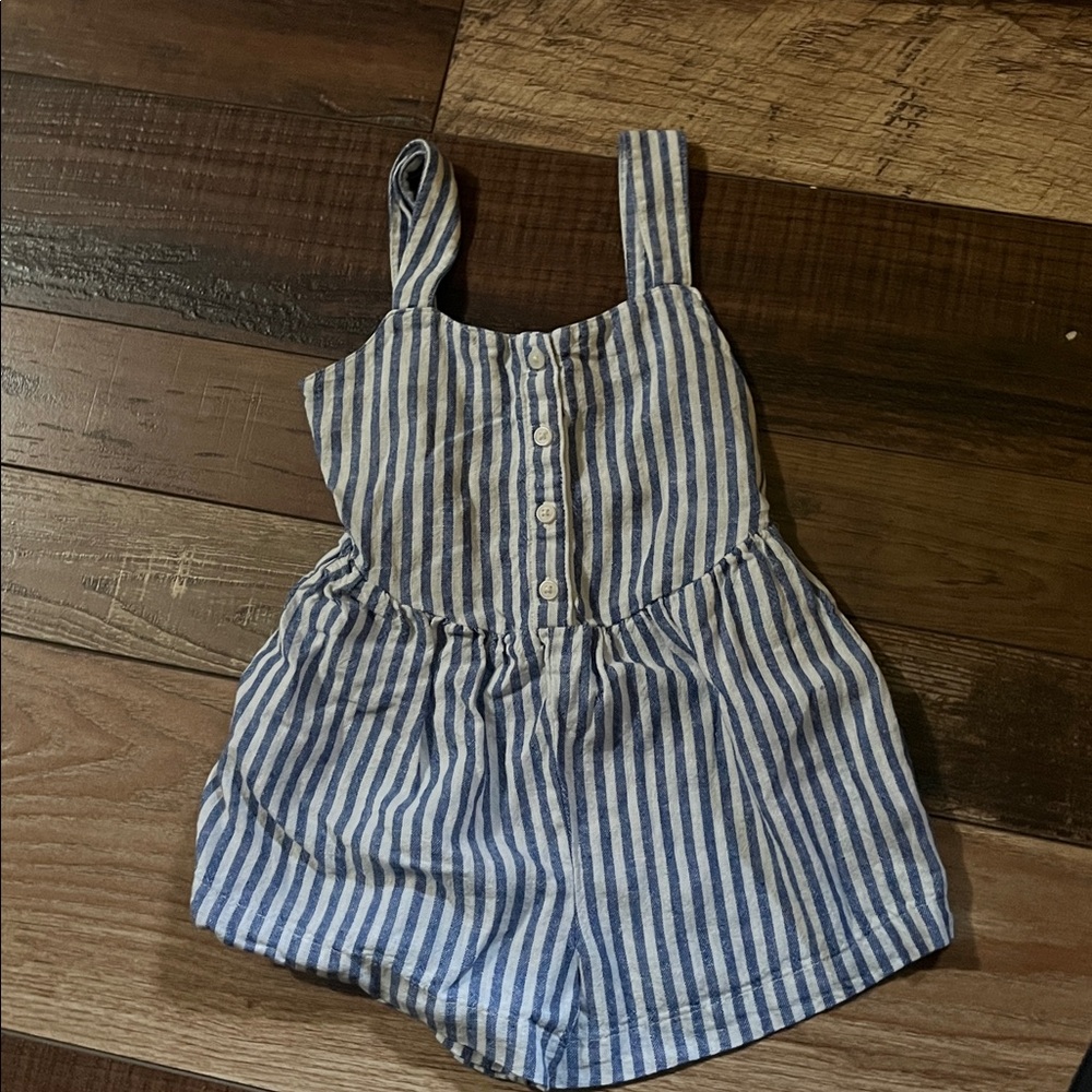 Blue and White Striped Romper